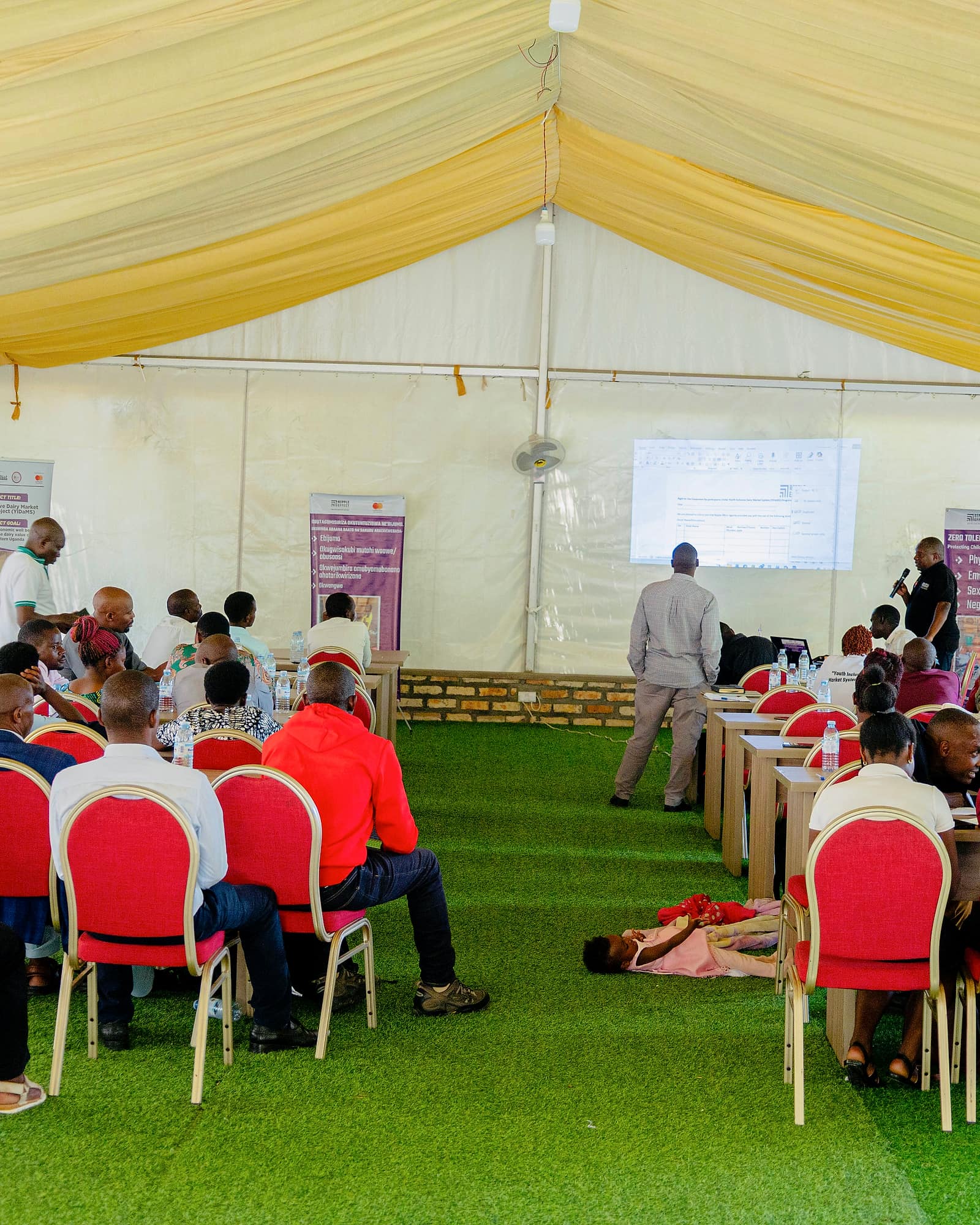 A marquee set for a conference on the lawn at Hotel Premier