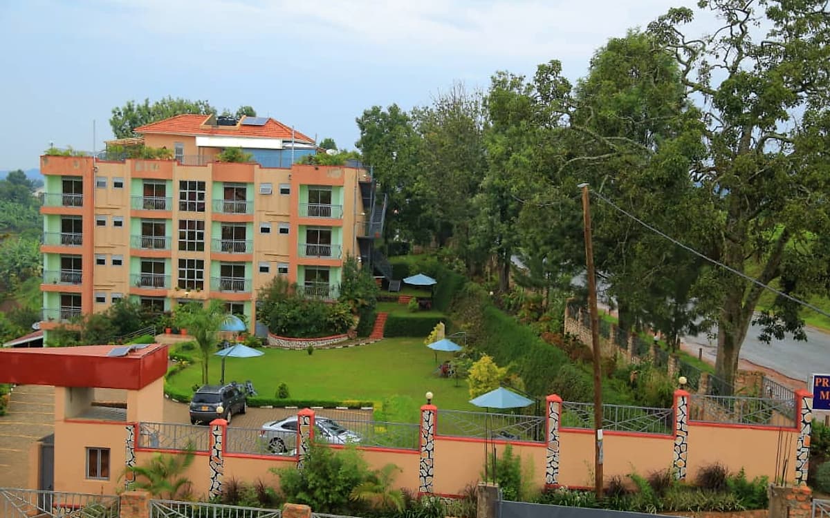 The hotel and gardens in daylight