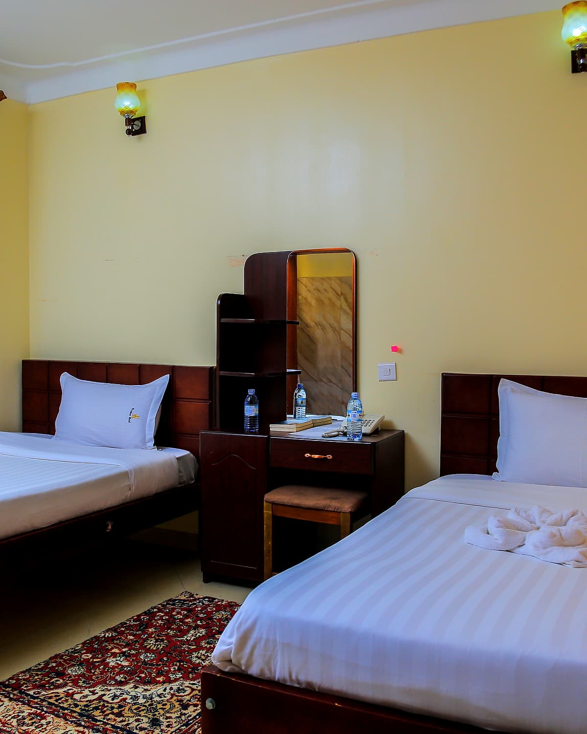 The standard twin room at Hotel Premier, Bushenyi