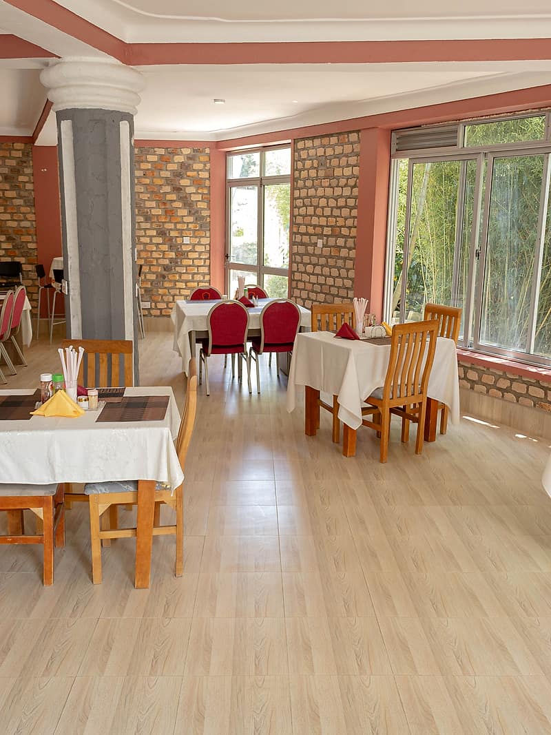 Tables laid in the dining room